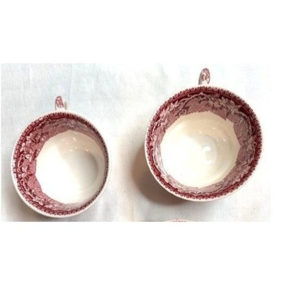 Mason's Vista England Cups Red White No Trim Coffee Tea Discontinued Pattern 2 - Picture 2 of 3
